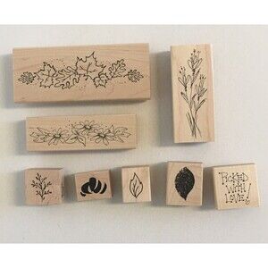 Lot Stamps by Judith Rubber Sprig Poppy Leaf Border Flower